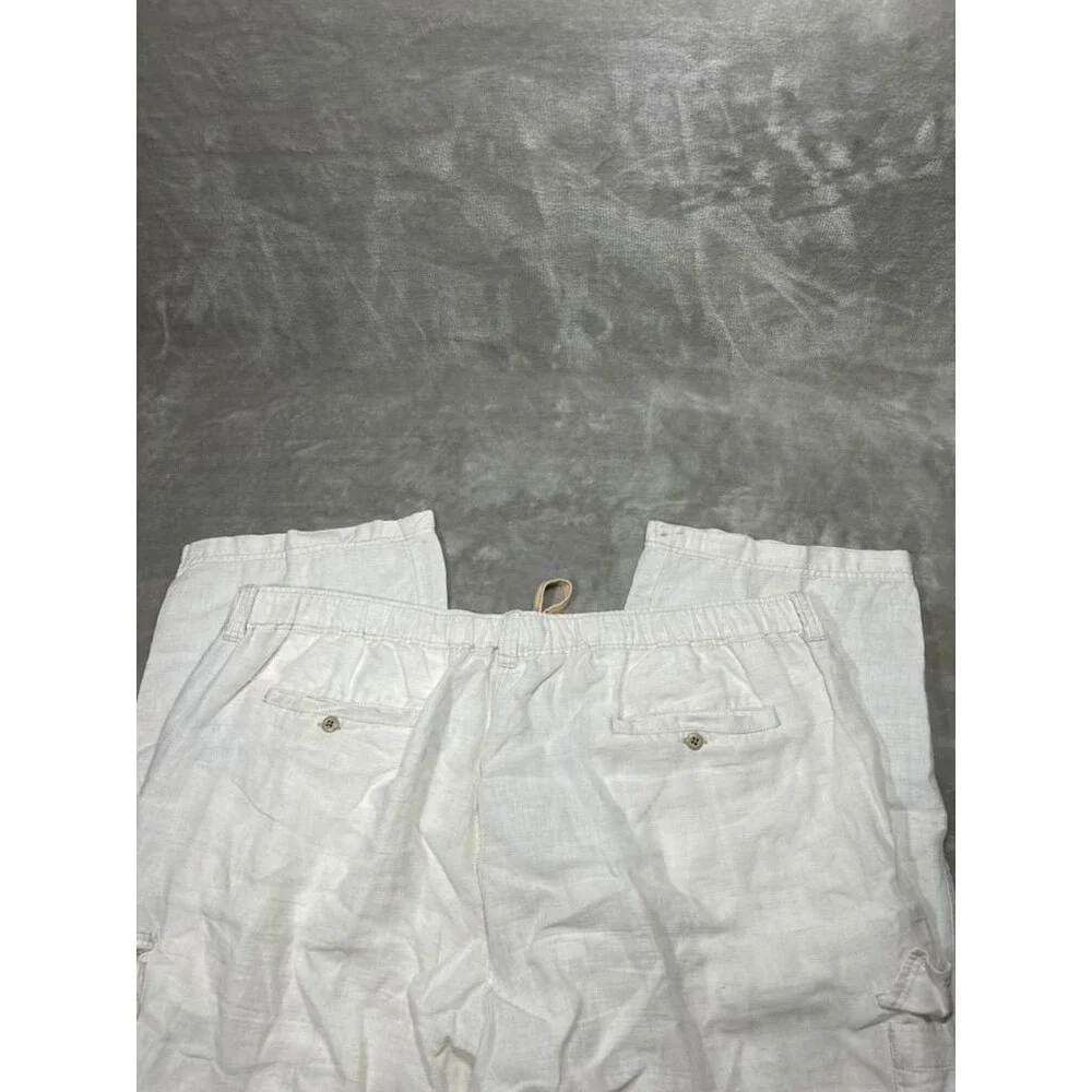 Tommy Bahama Cargo Linen Pants Men XXL 2XL Cream Straight Relax Casual